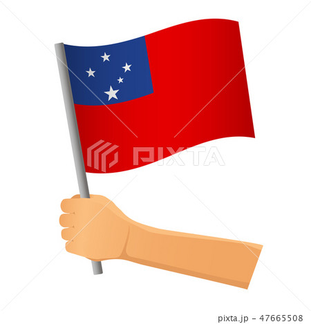 Samoa flag in hand 47665508