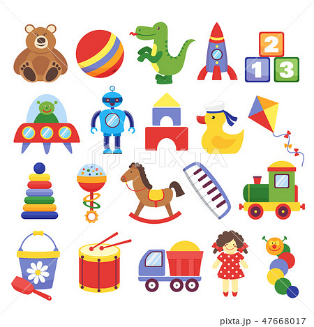 Cartoon toys. Game toy teddy bear dinosaur... - Stock Illustration  [47668017] - PIXTA