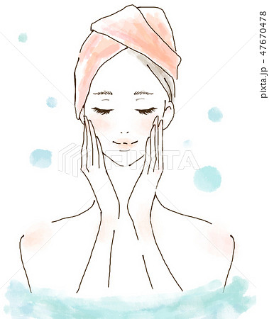 お風呂に入る女性 入浴 温泉 保湿のイラスト素材