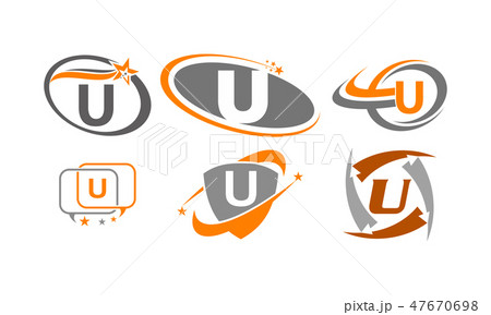 Logotype U Modern Template Set 47670698