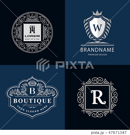 Elegant line logo design Letter emblem HT, B, W, R 47671387