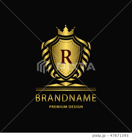 Luxury logo. Business sign, label, Letter emblem R 47671393