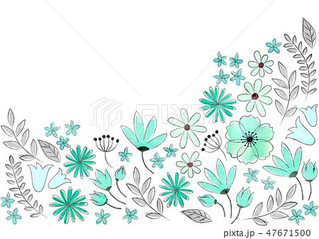 花の背景素材 手書き風のイラスト素材 47671500 Pixta