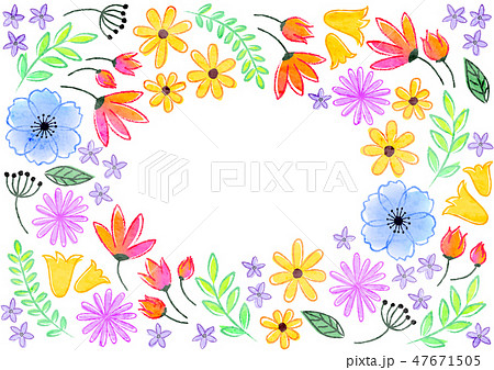 花の背景素材 手書き風のイラスト素材 47671505 Pixta
