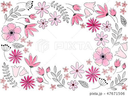 花の背景素材 手書き風のイラスト素材 47671506 Pixta