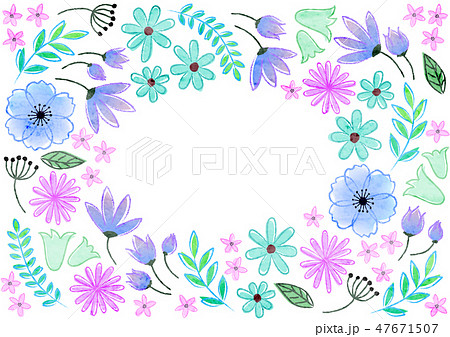 花の背景素材 手書き風のイラスト素材 47671507 Pixta