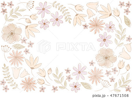 花の背景素材 手書き風のイラスト素材 47671508 Pixta