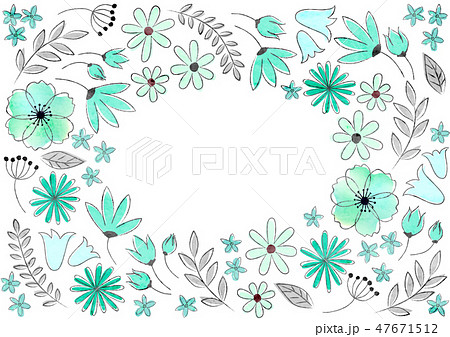 花の背景素材 手書き風のイラスト素材 47671512 Pixta