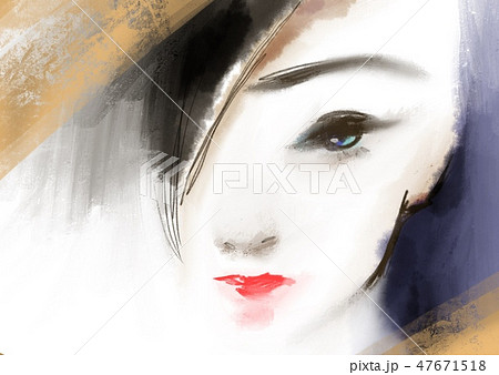 女性 水彩画 アート 女性 水彩画 アート 47671518