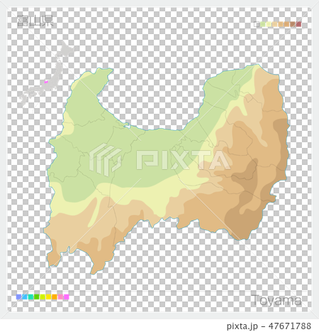 Map of Toyama prefecture (contour line · color coding) 47671788
