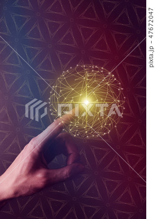 Woman holding Social connection technologies. Woman holding Social connection technologies. 47672047
