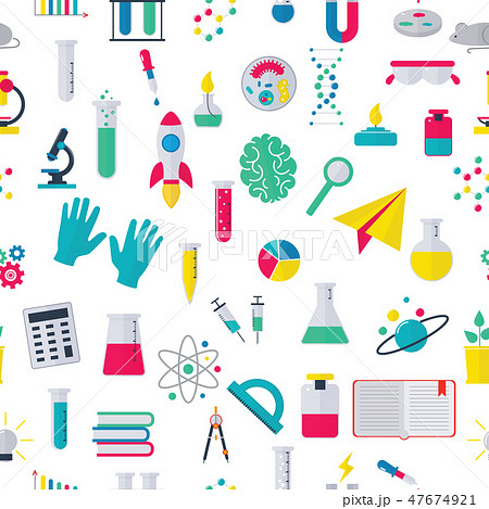 Lab chemical test medical laboratory scientific biology design molecule seamless pattern background 47674921