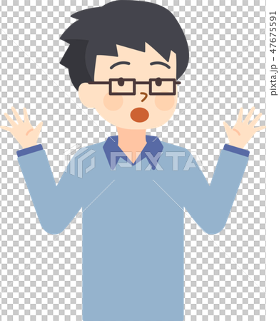 父　手をあげて驚く　右向き 47675591