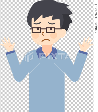 父 手をあげて 困る への字 左向き 父 手をあげて 困る への字 左向き 47676691