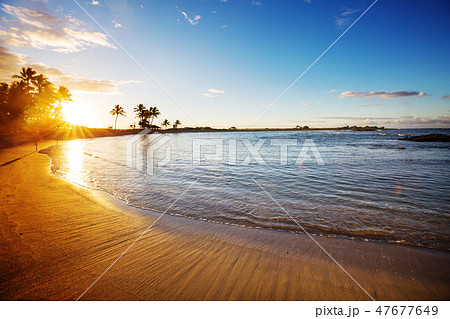 Hawaiian beach at sunrise Hawaiian beach at sunrise 47677649