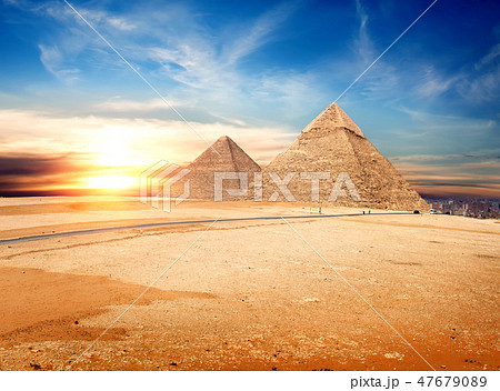 Egyptian pyramids in the Giza Egyptian pyramids in the Giza 47679089