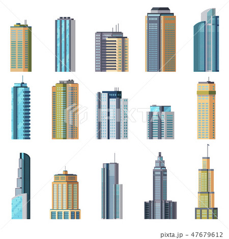 Buildings and modern city houses. Building business office apartment exterior flat home tall glass Buildings and modern city houses. Building business office apartment exterior flat home tall glass 47679612