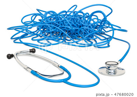 Stethoscope tangled knot concept. 3D rendering 47680020