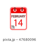 Calendar 14 february. Valentines Day Feb 14th. Icon vector flat 47680096