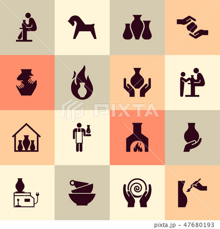 Ceramic products in the icon set in flat style. For website, print, decoration or other you ideas. Ceramic products in the icon set in flat style. For website, print, decoration or other you ideas. 47680193