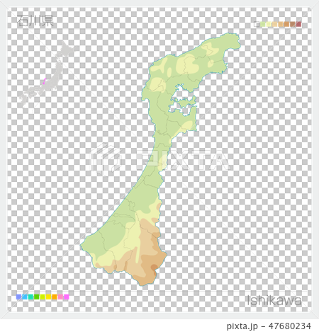 石川縣地圖（輪廓線·顏色編碼） 47680234