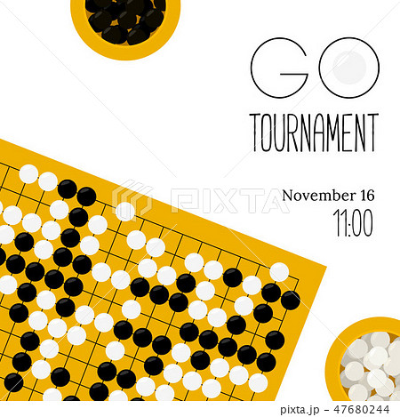 Vector go tournament poster with goban and bowls  47680244