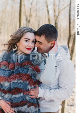 Happy couple in love hugging and sharing emotions Happy couple in love hugging and sharing emotions 47680445