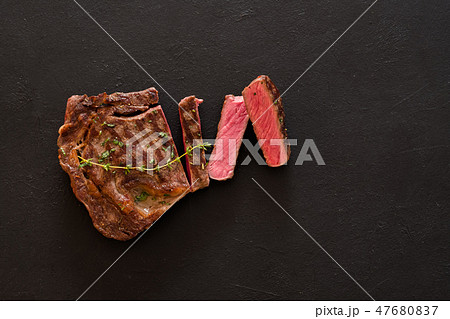 grilled meat food cooking rare beefsteak grilled meat food cooking rare beefsteak 47680837