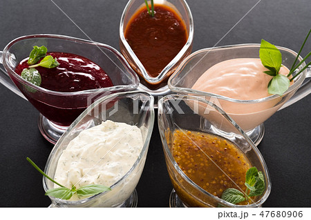 restaurant sauce glass gravy boat background 47680906