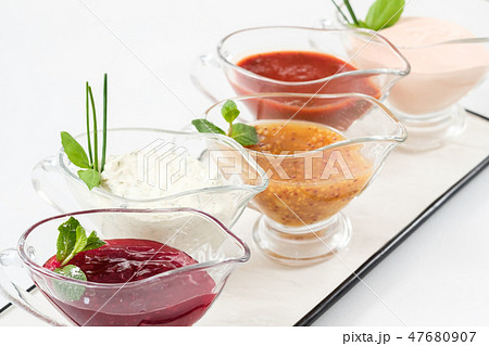 restaurant menu sauce assortment platter 47680907