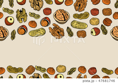 Vector seamless pattern with nuts 47681746