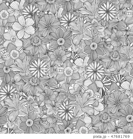 Hand drawn floral wallpaper Hand drawn floral wallpaper 47681769
