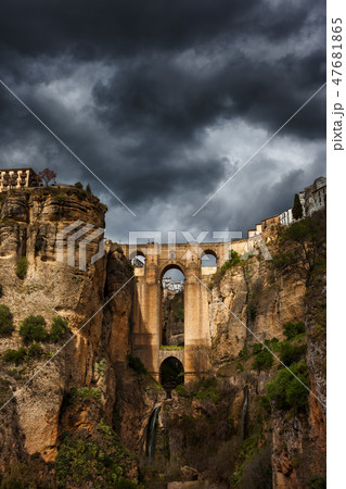 Stormy Sky at Ronda Bridge in Spain 47681865
