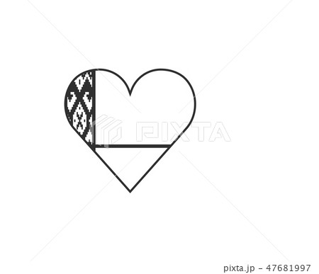 Belarus flag icon in heart shape in black outline 47681997