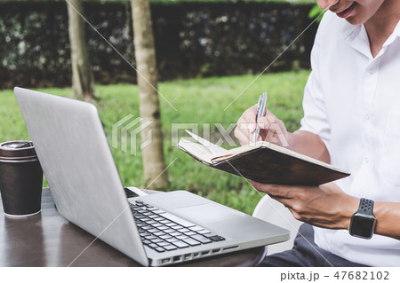 Image of businessman working with laptop and analysis financial Image of businessman working with laptop and analysis financial 47682102