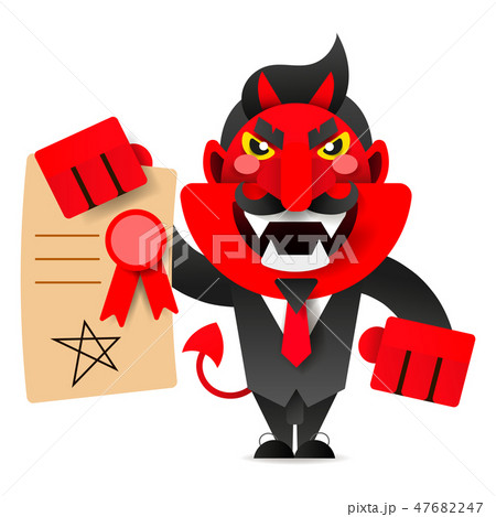 Devil showing the contract for your signature. 47682247
