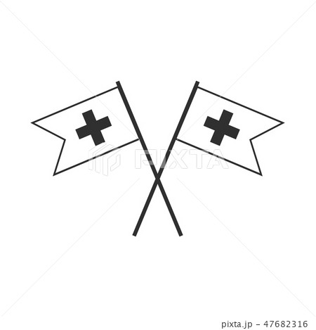 Switzerland flag icon in black outline flat design 47682316