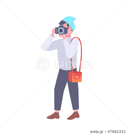 man photographer taking picture with camera casual man tourist journalist reporter shooting concept man photographer taking picture with camera casual man tourist journalist reporter shooting concept 47682352