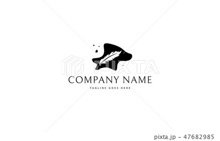 Vector logo on which the abstract image of the feather lying in a puddle of ink. Vector logo on which the abstract image of the feather lying in a puddle of ink. 47682985