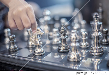 hand move silver horse model on board strategic 47683227