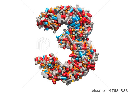 Number 3 from medicine pills, capsules, tablets 47684388