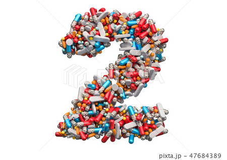 Number 2 from medicine pills, capsules, tablets Number 2 from medicine pills, capsules, tablets 47684389