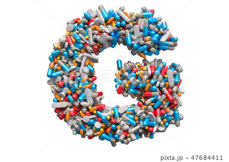 Letter G from medicine pills, capsules, tablets 47684411