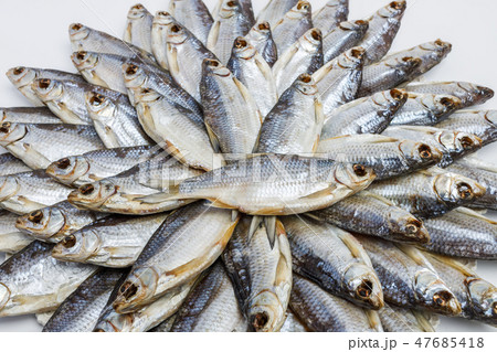 Large heap of dried salted sea roach 47685418