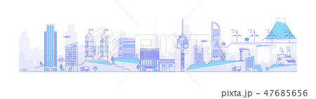 thin line cityscape with skyscrapers. Line modern  47685656