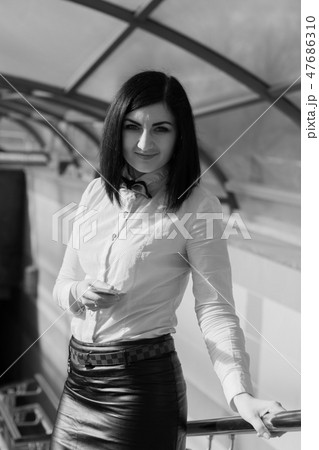 Modern business, female businesswoman working 47686310