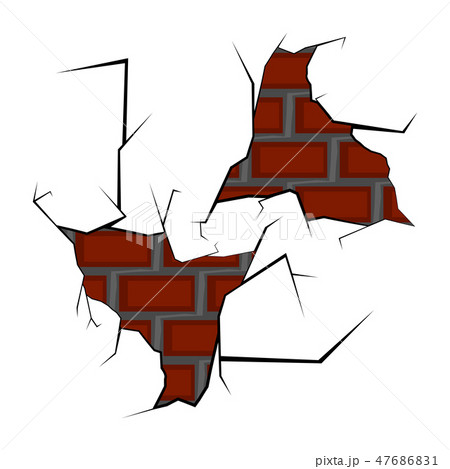 Isolated brick wall cracked 47686831