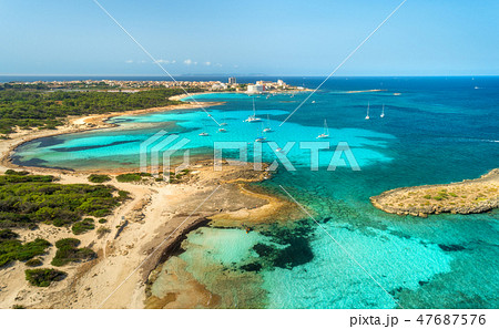 Aerial view of beautiful sea with azure water 47687576