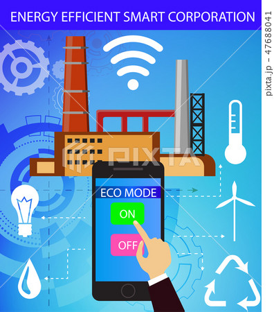 Eco friendly factory on a digital touch screen tablet Eco friendly factory on a digital touch screen tablet 47688041