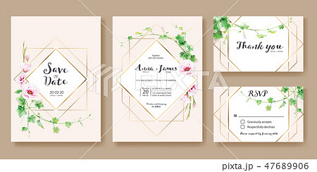 Wedding Invitation Card 結婚式招待状 のイラスト素材